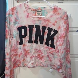 PINK tie dye cropped shirt